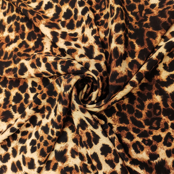 Tessuto Misto Viscosa a fantasia motivo animalier beige - marrone - marroncino