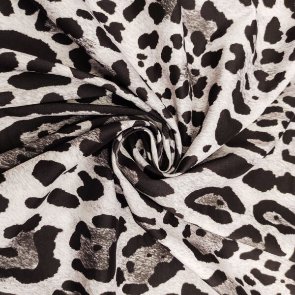 Tessuto Misto Viscosa a fantasia motivo animalier grigio - nero