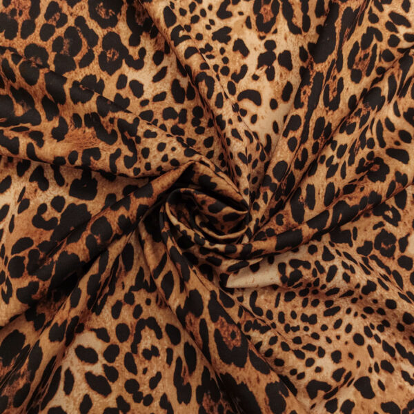 Tessuto Misto Viscosa a fantasia motivo animalier piccolo tabacco - marrone - marroncino