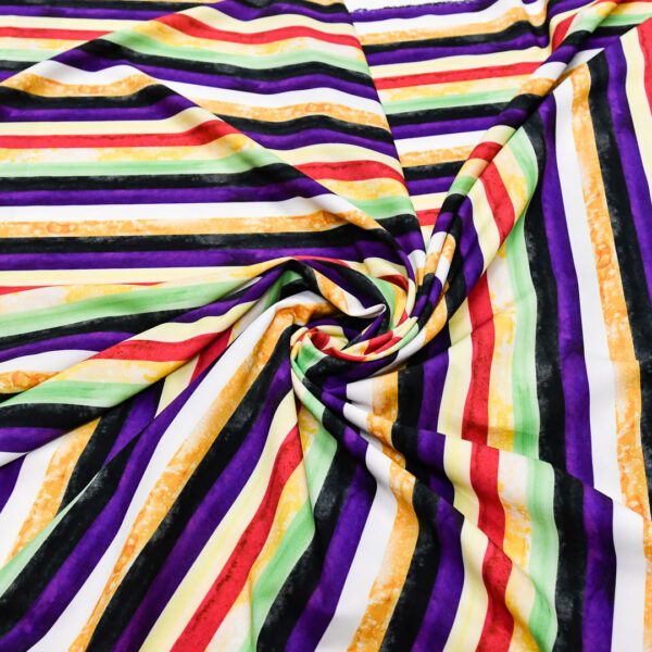 Tessuto Misto Viscosa a fantasia motivo rigato viola - giallo