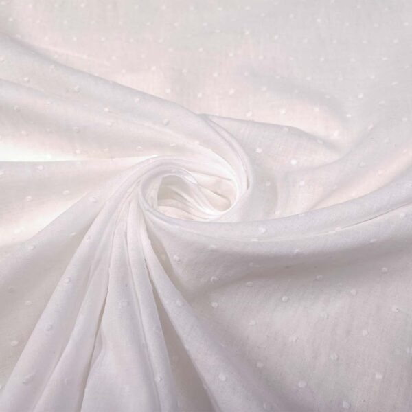 Tessuto Plumetis puro cotone tinta unita bianco