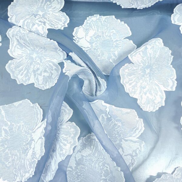 Tessuto Organza jacquard motivo floreale carta da zucchero - bianco