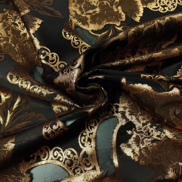Tessuto Organza jacquard motivo floreale cashmere nero - bronzo