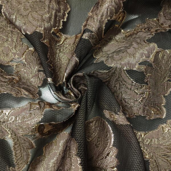 Tessuto Organza jacquard motivo floreale cashmere rosa antico - oro