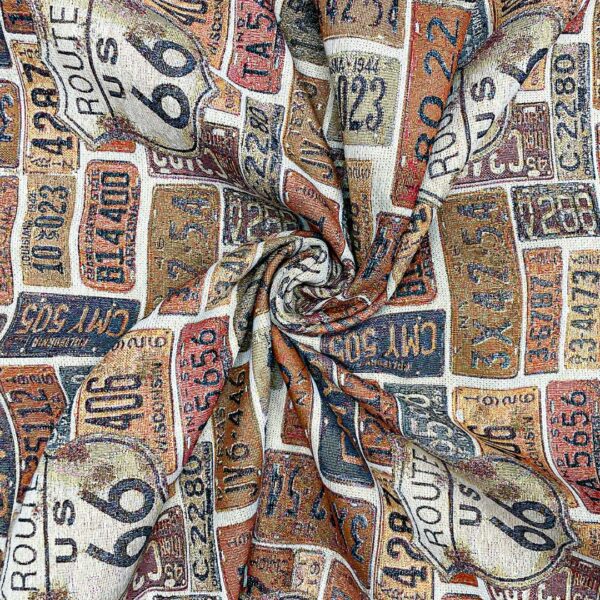 Tessuto per arredo Gobelin a fantasia motivo astratto beige - curry