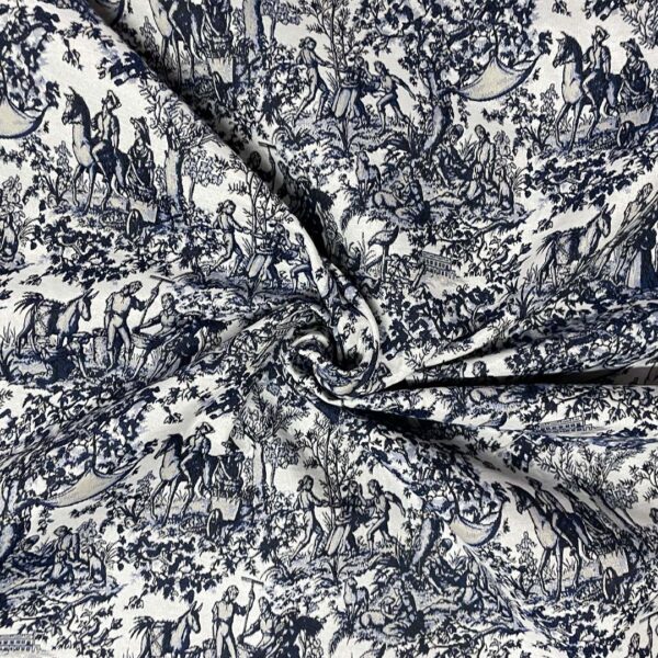 Tessuto per arredo Gobelin a fantasia motivo astratto bianco - blu