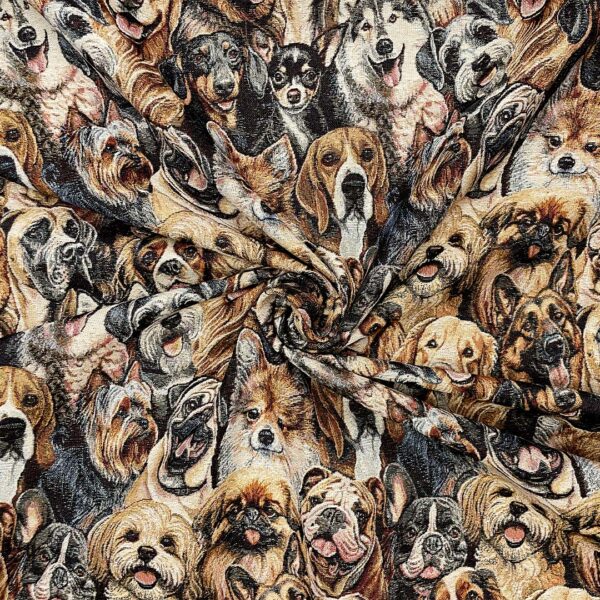 Tessuto per arredo Gobelin a fantasia motivo astratto beige - marronciono - nero