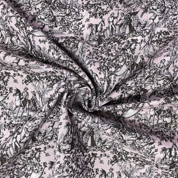 Tessuto per arredo Gobelin a fantasia motivo astratto rosa - tortora