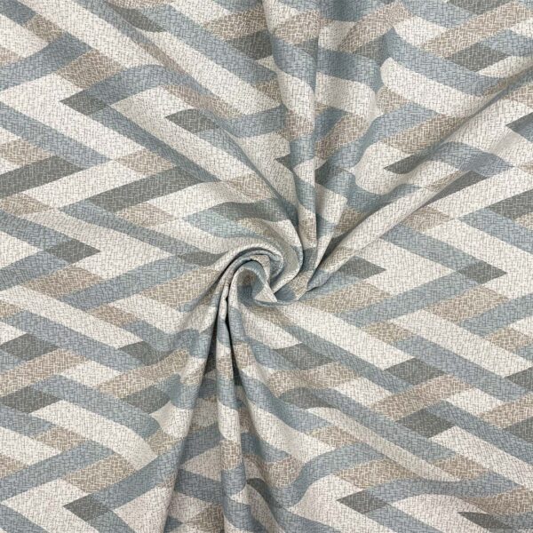 Tessuto per arredo Gobelin a fantasia motivo spigato panna - tortora - azzurro