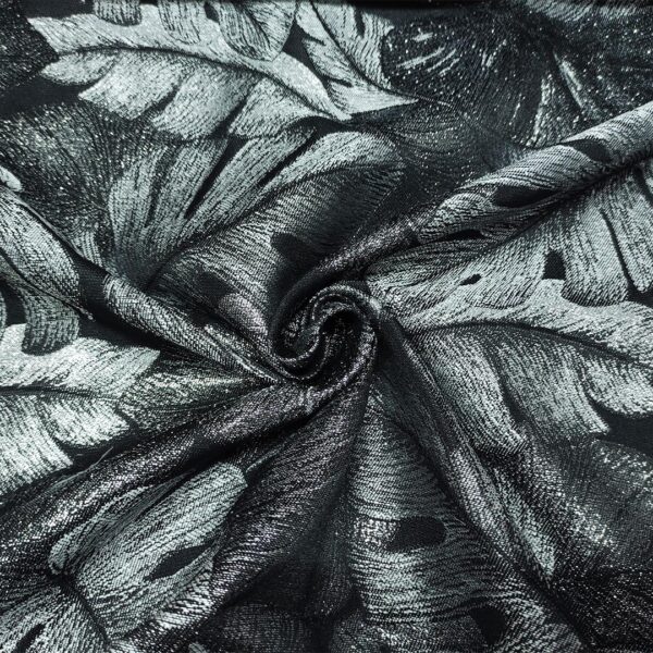 Tessuto per arredo lurex motivo floreale nero - grigio