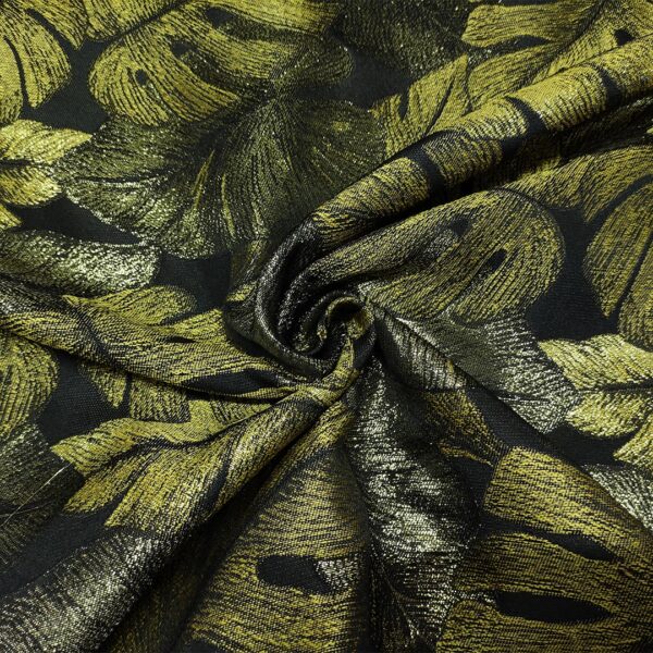 Tessuto per arredo lurex motivo floreale oro - nero