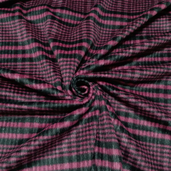 Tessuto per cappotto motivo quadri fucsia - nero