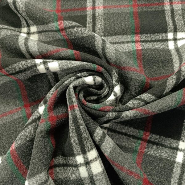 Tessuto per cappotto motivo quadri grigio - rosso - bianco