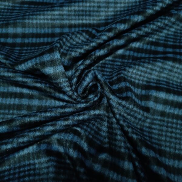 Tessuto per cappotto motivo quadri verde ottanio - nero