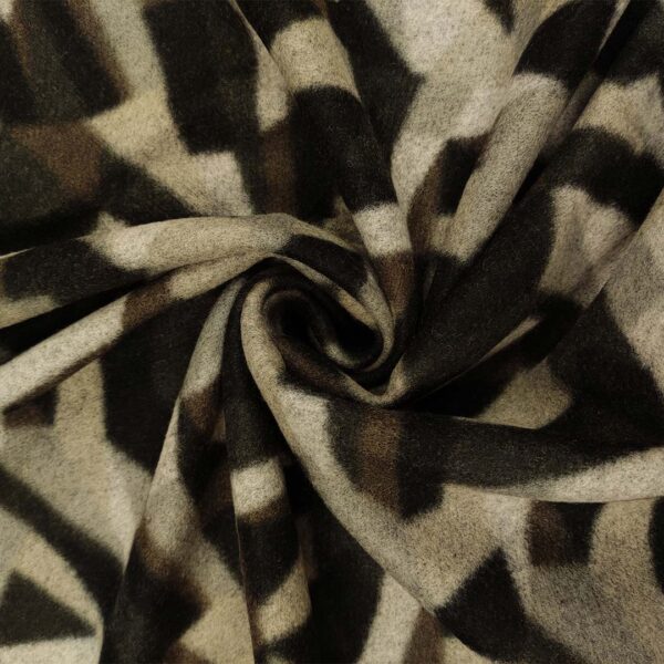 Tessuto per cappotto motivo geometrico tortora - nero - verde militare