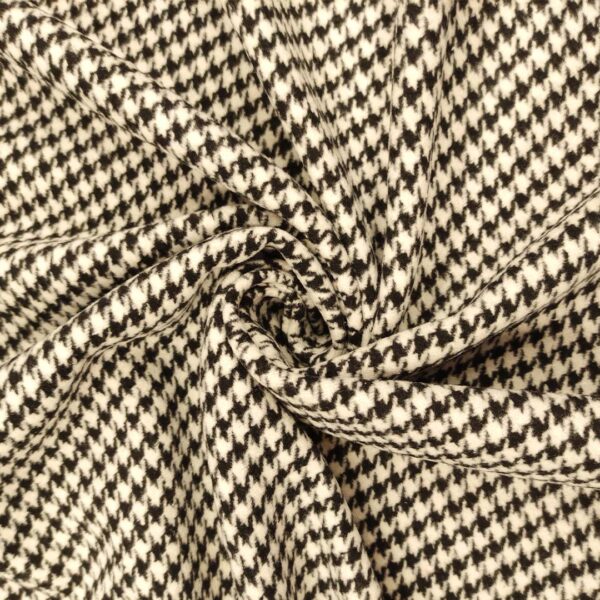 Tessuto per cappotto motivo pied de poule bianco - nero