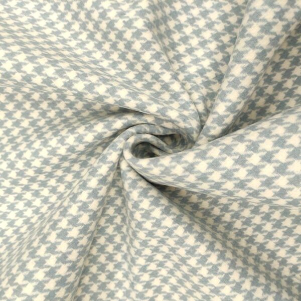 Tessuto per cappotto motivo pied de poule panna - celeste