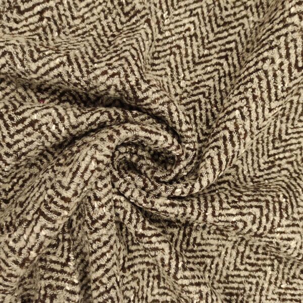 Tessuto per cappotto motivo spigato marrone - grigio