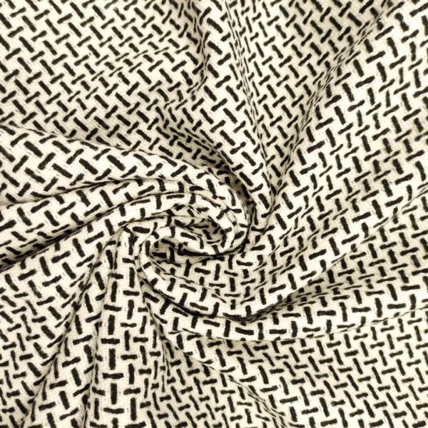 Tessuto per cappotto motivo tweed bianco - nero