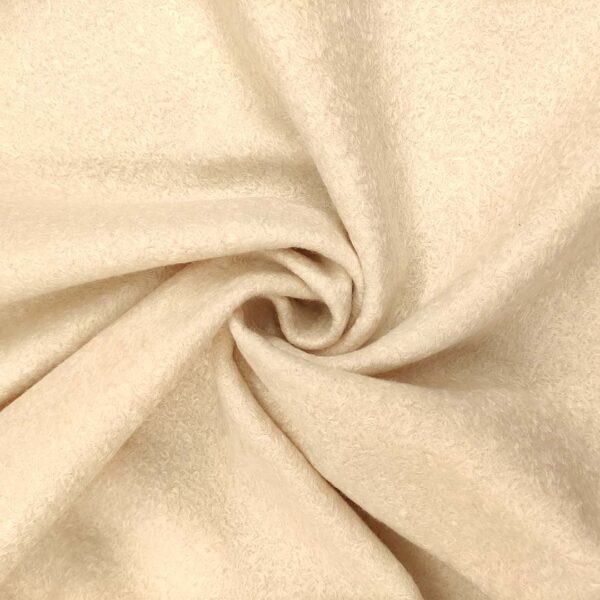 Tessuto per cappotto Bouclè schiacciato tinta unita panna