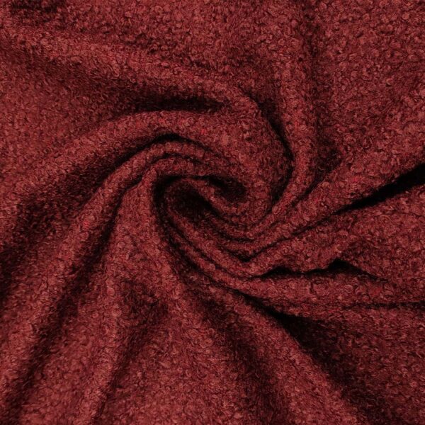 Tessuto per cappotto Bouclè tinta unita bordeaux