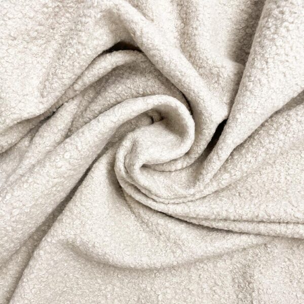 Tessuto per cappotto bouclé tinta unita panna