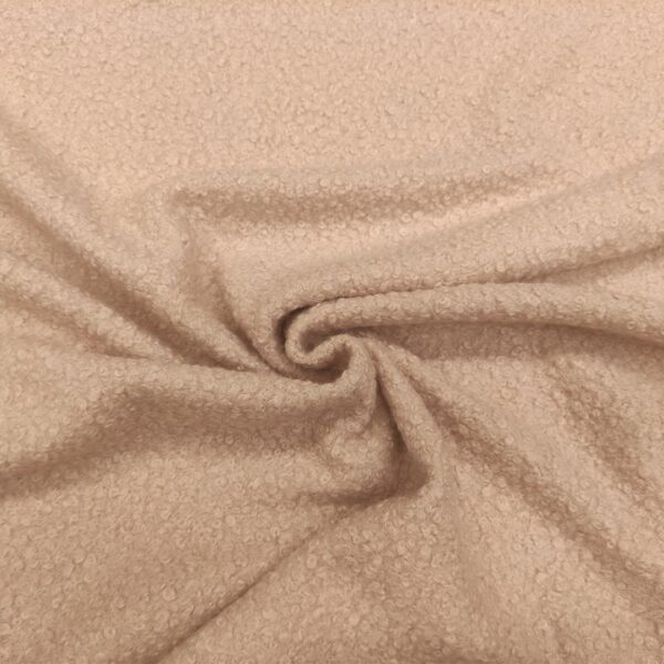 Tessuto per cappotto bouclé tinta unita rosa chiaro