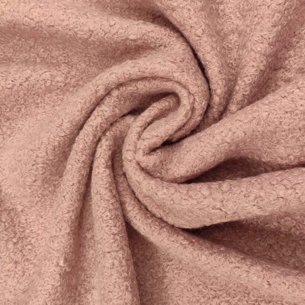 Tessuto per cappotto Bouclè tinta unita rosa