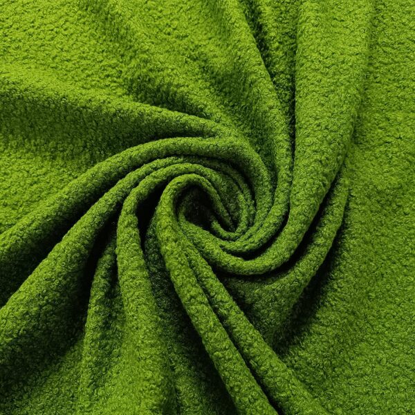 Tessuto per cappotto bouclé tinta unita muschio