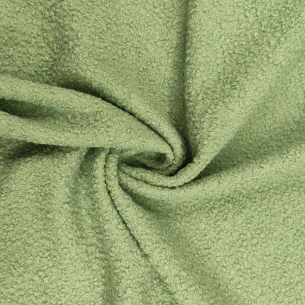 Tessuto per cappotto Bouclè tinta unita verde salvia