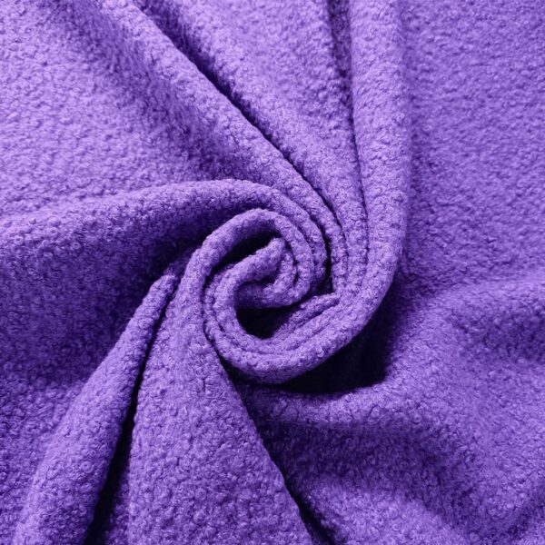Tessuto per cappotto bouclé tinta unita viola
