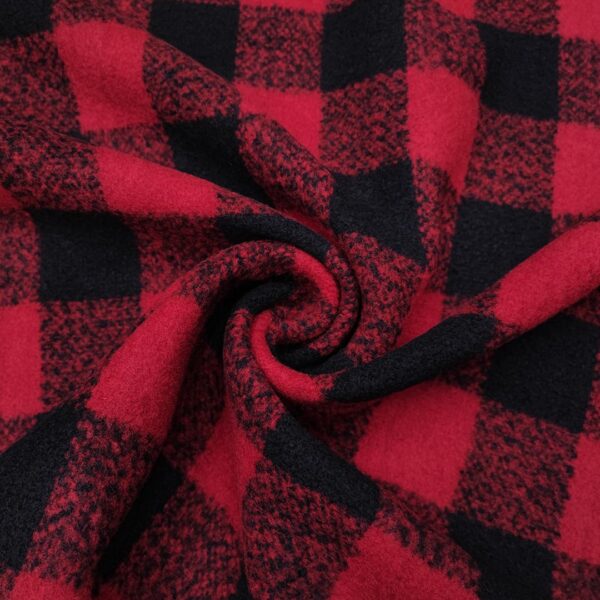 Tessuto per cappotto motivo quadri rosso - nero