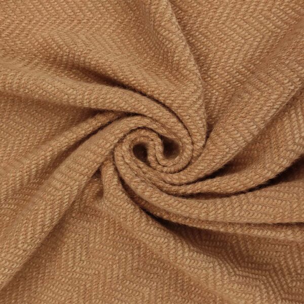 Tessuto per cappotto mano mohair motivo spigato tinta unita cammello