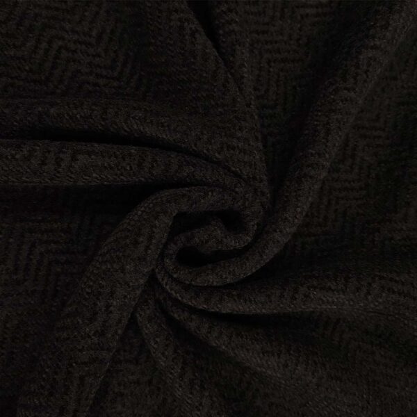 Tessuto per cappotto mano mohair motivo spigato tinta unita nero