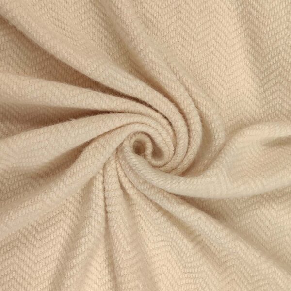Tessuto per cappotto mano mohair motivo spigato tinta unita panna