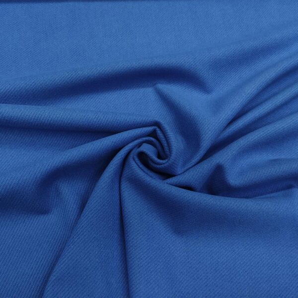 Tessuto per cappotto motivo diagonale in tinta unita blu elettrico