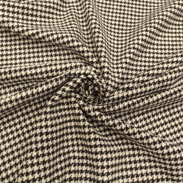 Tessuto per cappotto motivo pied de poule bianco - nero
