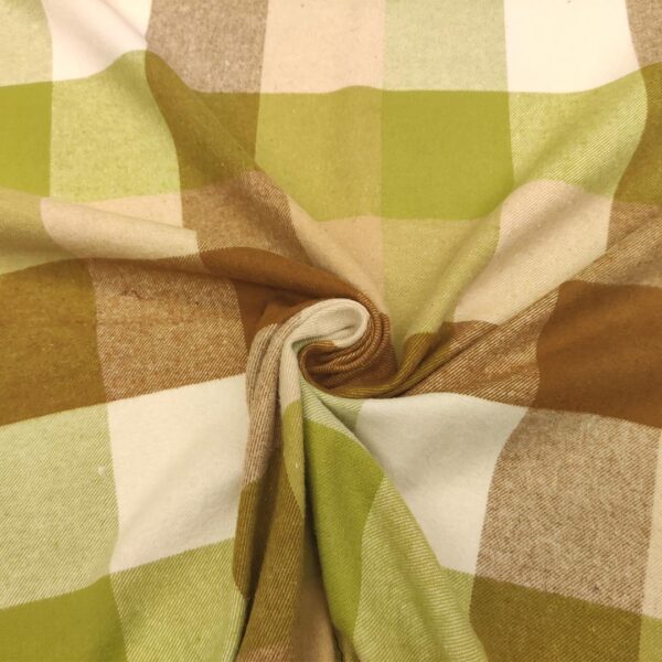 Tessuto per cappotto motivo quadri verde - cammello - bianco