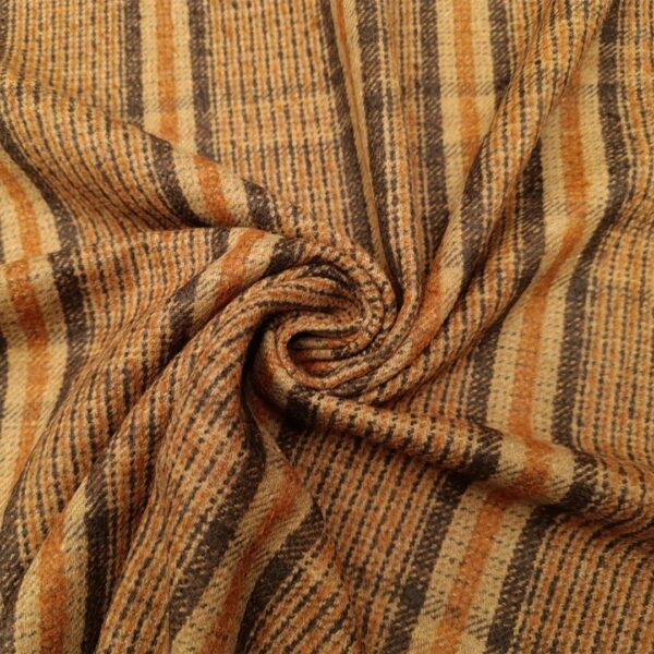 Tessuto per cappotto motivo quadri coccio - beige - cammello