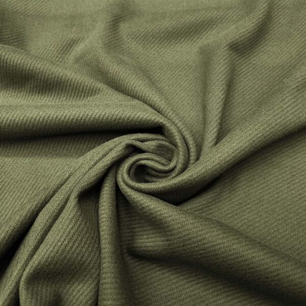 Tessuto per cappotto Panno a maglia motivo diagonale tinta unita verde militare