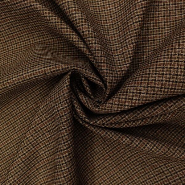 Tessuto pettinato bouble face  motivo quadri - floreale marrone - nero - coccio