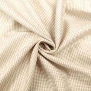 Tessuto pettinato mano lana elasticizzato motivo pied de poule lurex panna - beige