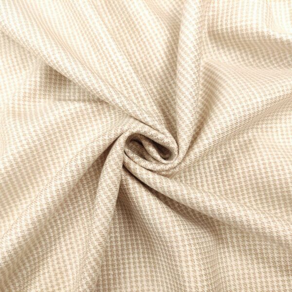 Tessuto pettinato mano lana elasticizzato motivo pied de poule lurex panna - beige