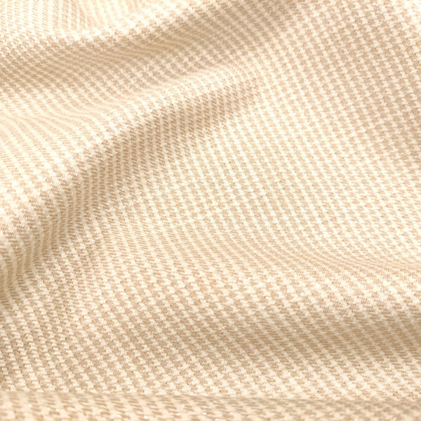 Tessuto pettinato mano lana elasticizzato motivo pied de poule lurex panna - beige