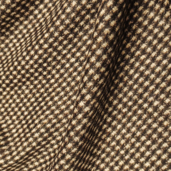 Tessuto pettinato mano lana motivo pied de poule beige - marrone