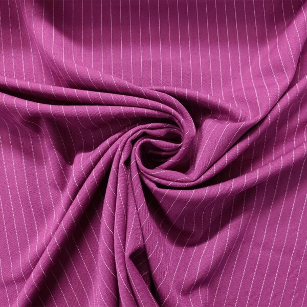 Tessuto pettinato motivo gessato ciclamino - bianco