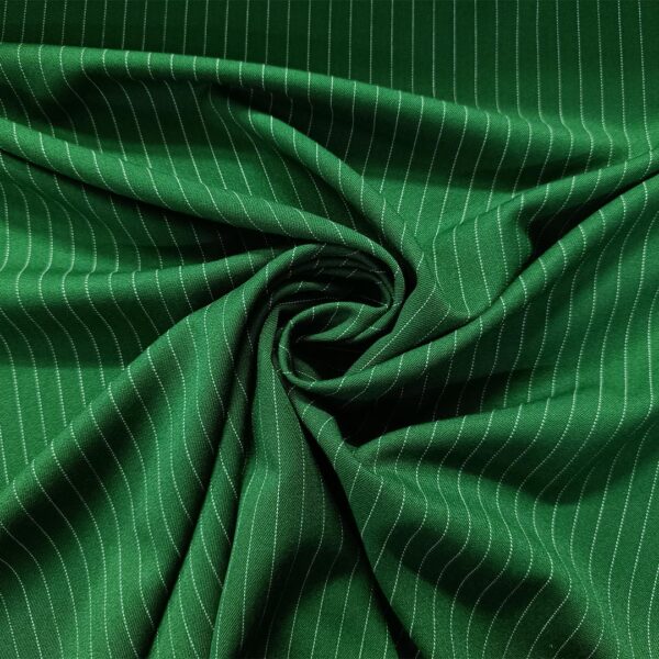 Tessuto pettinato motivo gessato verde bottiglia - bianco