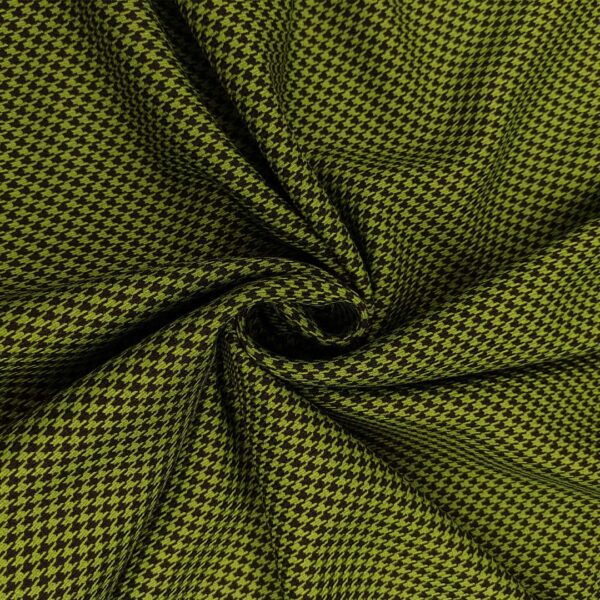 Tessuto pettinato motivo pied de poule verde - nero