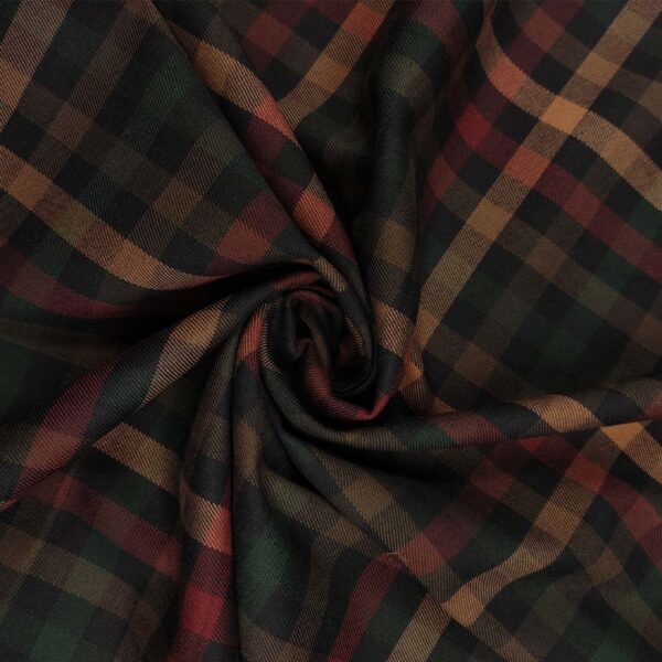 Tessuto pettinato motivo quadri nero - bordeaux - cammello - verde
