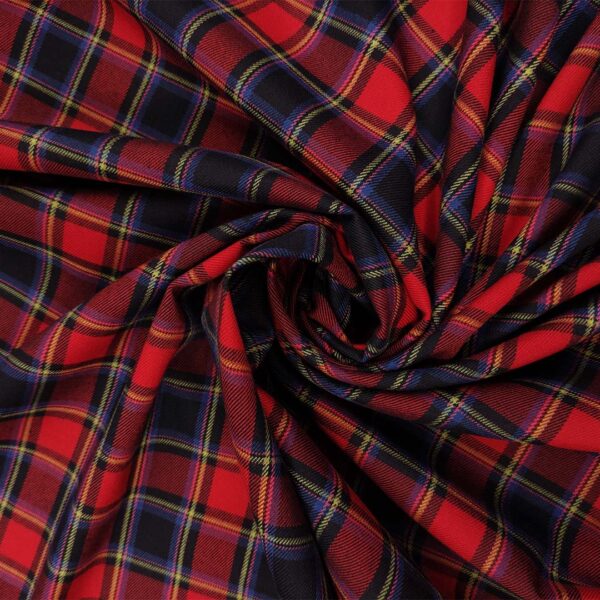 Tessuto pettinato motivo quadri rosso - blu - verde - fucsia